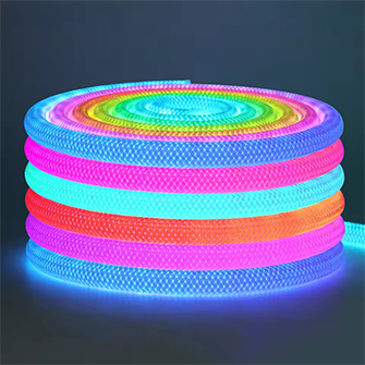 5M RGBIC 360 Degree Round Reticulate Chasing Color LED Neon Strip Light Kit Flexible Nylon Silicone I